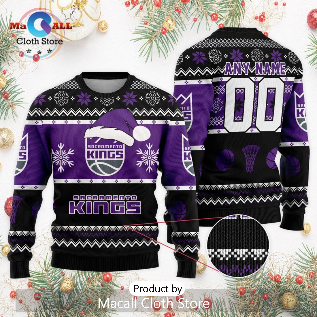 Personalized NBA Sacramento Kings 2024 Christmas Ugly Sweater