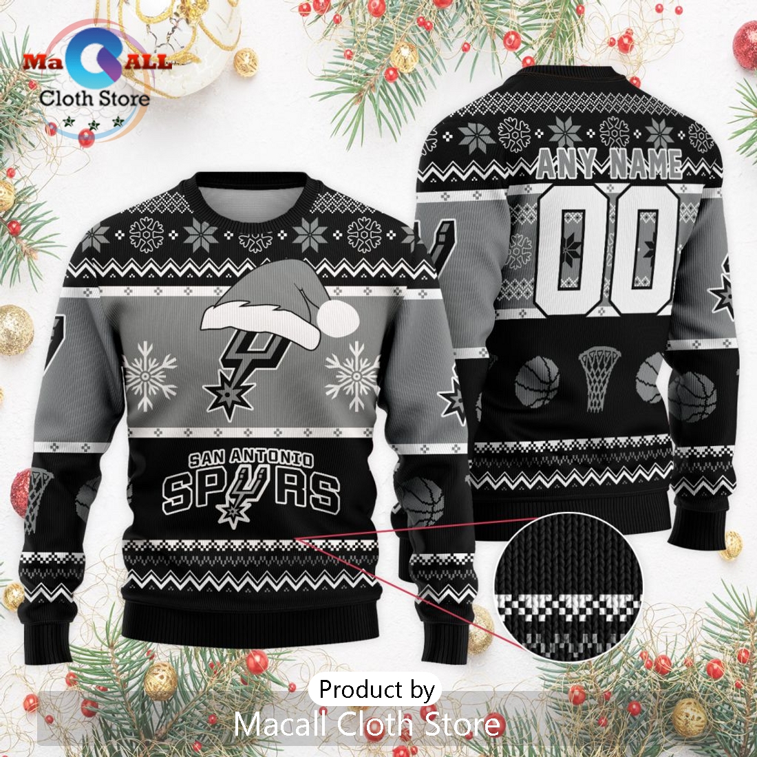 Personalized NBA San Antonio Spurs 2024 Christmas Ugly Sweater