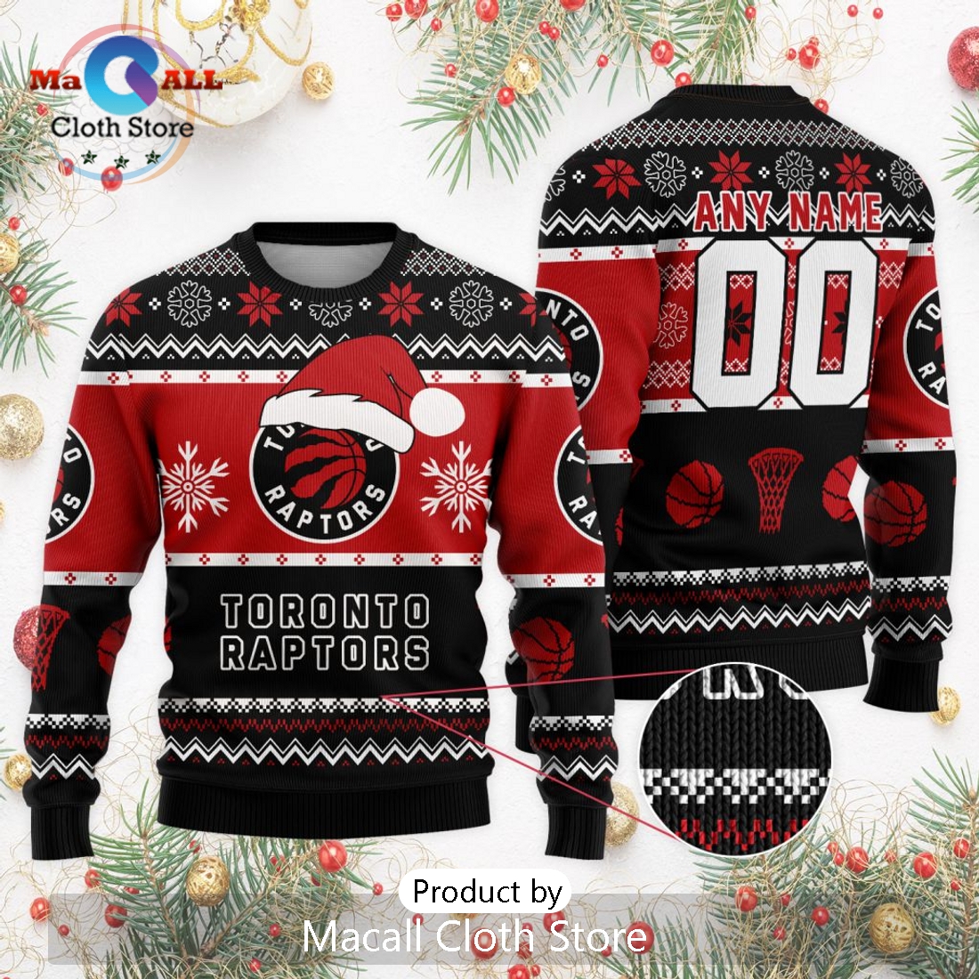 Personalized NBA Toronto Raptors 2024 Christmas Ugly Sweater