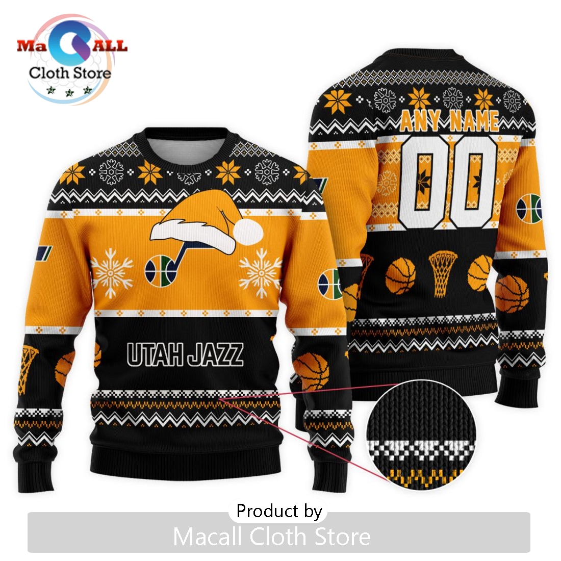 Personalized NBA Utah Jazz 2024 Christmas Ugly Sweater