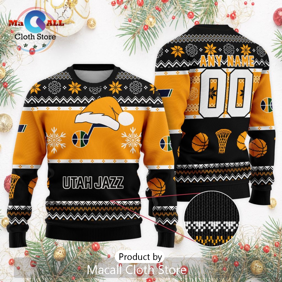 Personalized NBA Utah Jazz 2024 Christmas Ugly Sweater