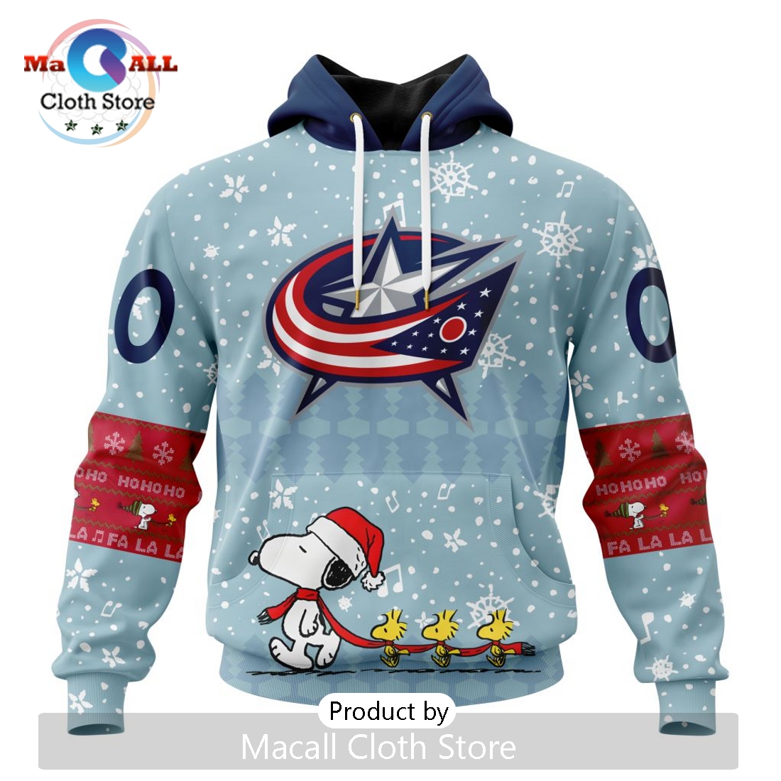 NHL Columbus Blue Jackets 2024 Peanuts Christmas Hoodie