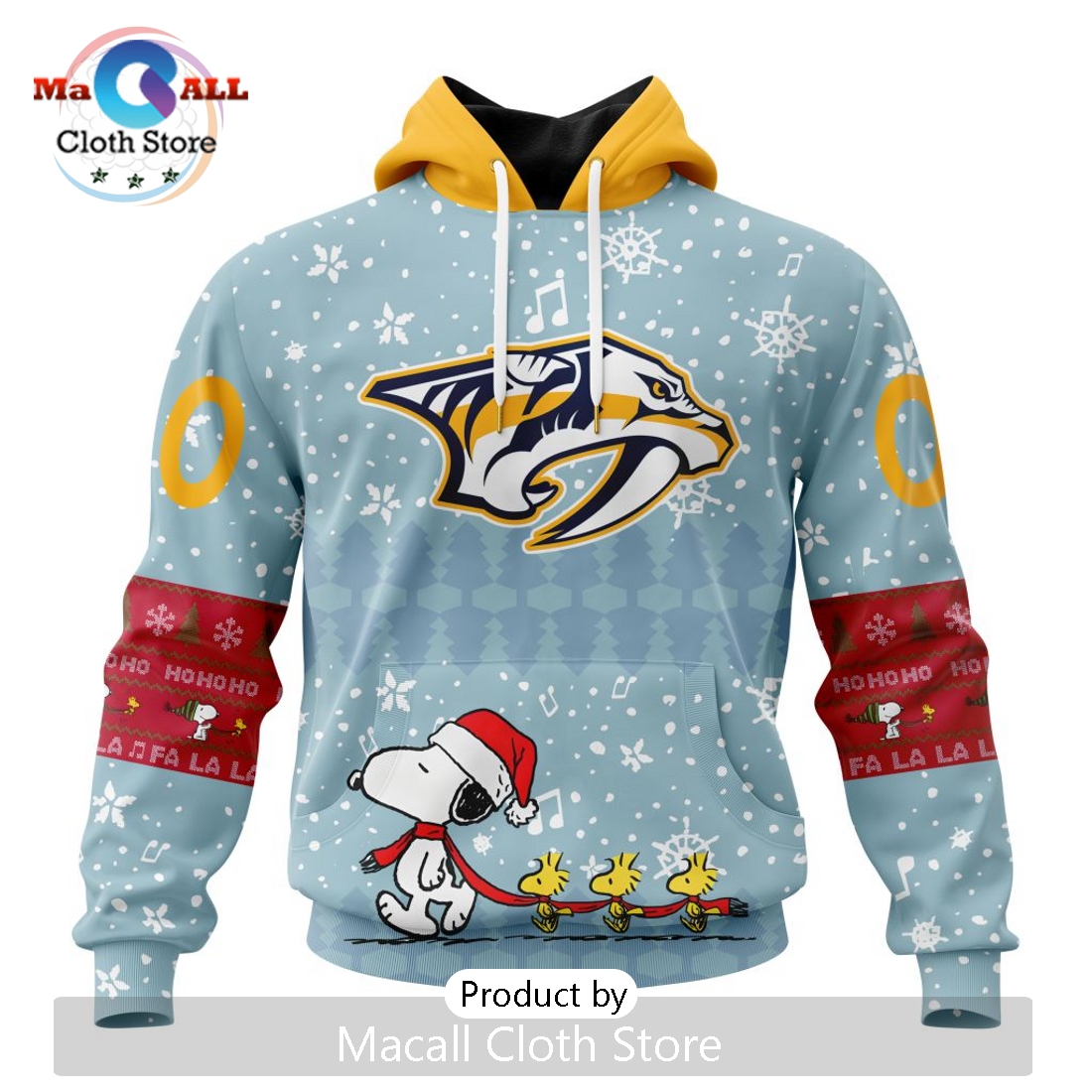 NHL Nashville Predators 2024 Peanuts Christmas Hoodie