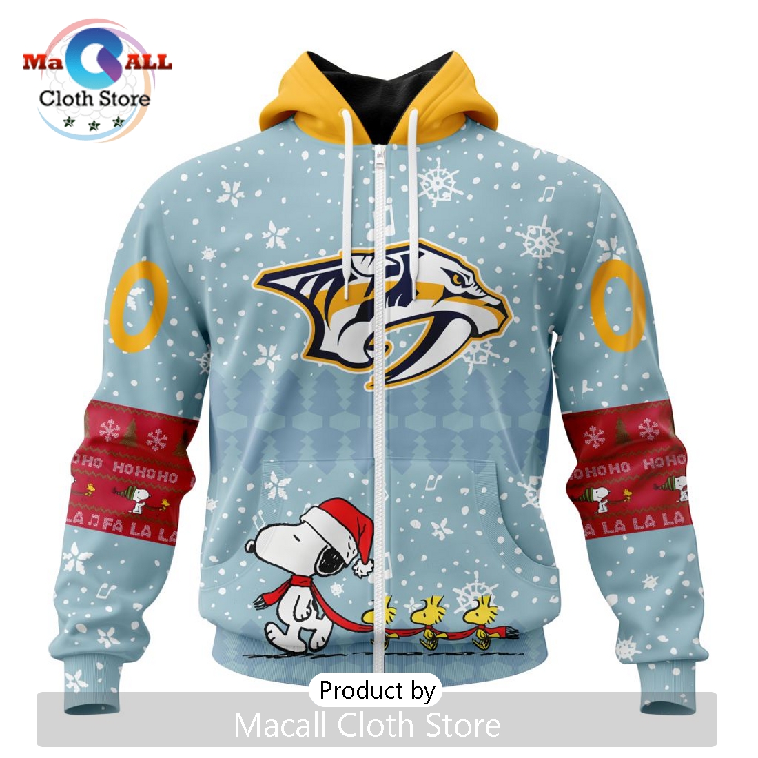 NHL Nashville Predators 2024 Peanuts Christmas Hoodie