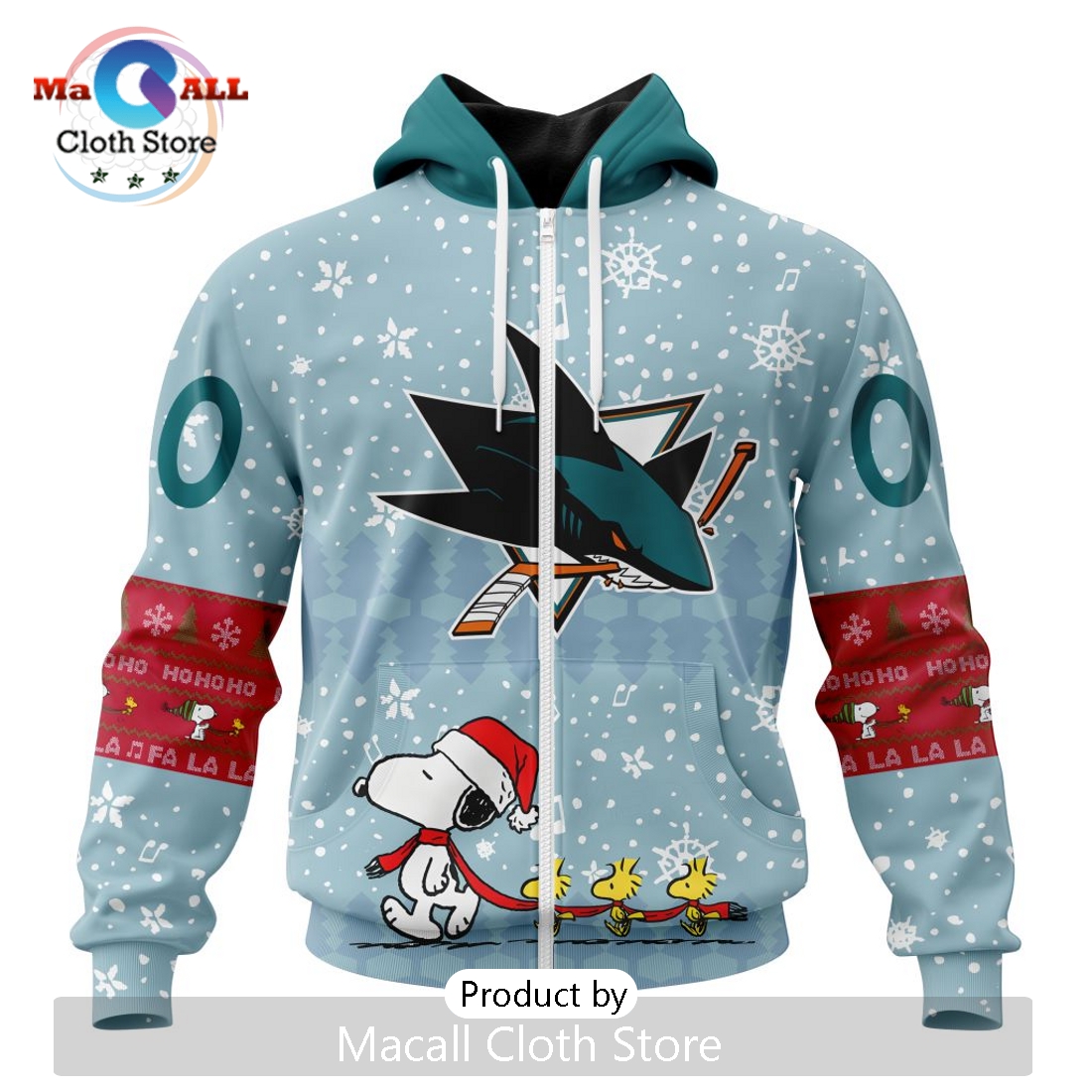 NHL San Jose Sharks 2024 Peanuts Christmas Hoodie