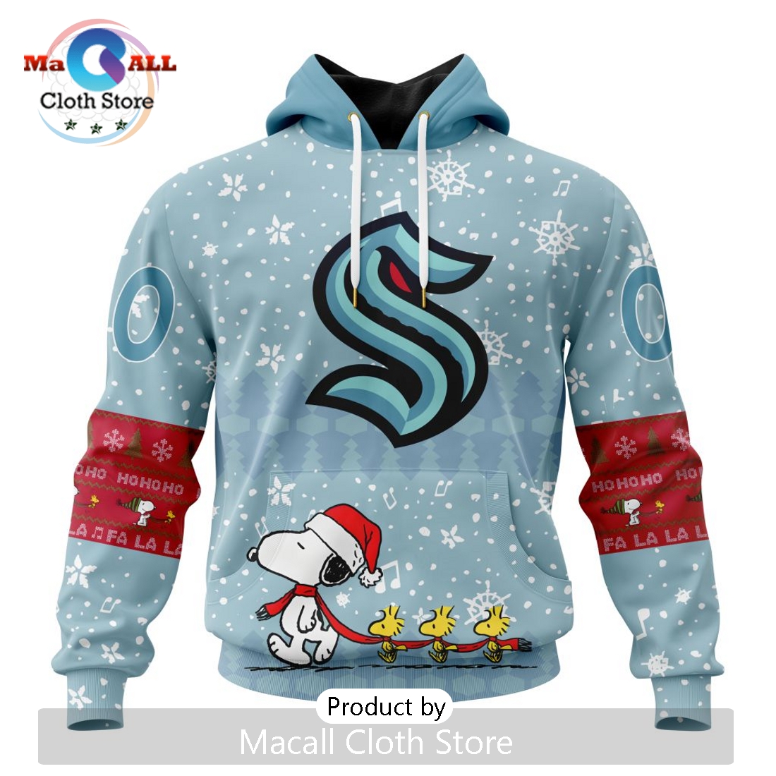 NHL Seattle Kraken 2024 Peanuts Christmas Hoodie