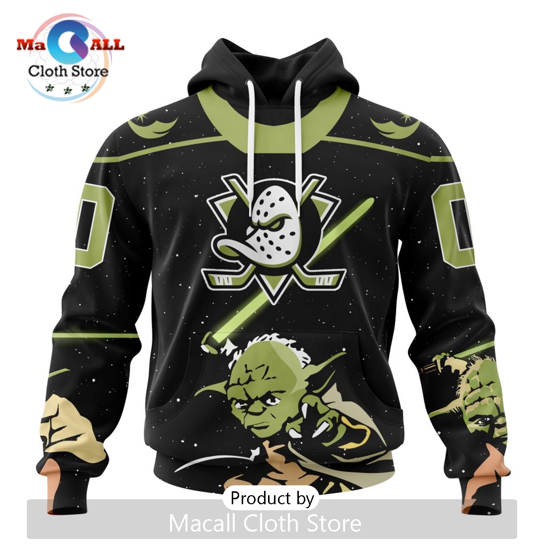 Personalized NHL Anaheim Ducks 2024 Star Wars Yoda Hoodie