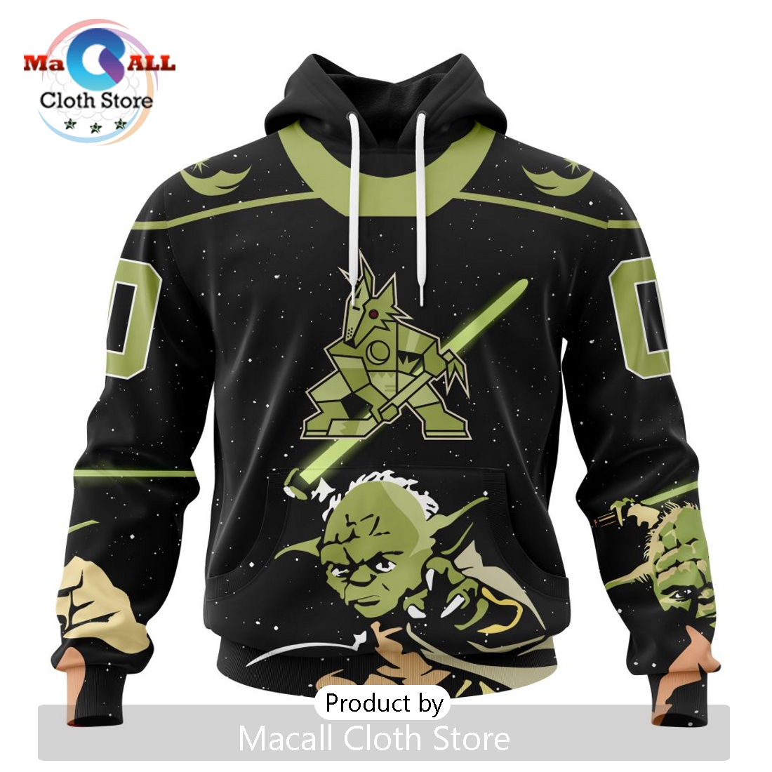 Personalized NHL Arizona Coyotes 2024 Star Wars Yoda Hoodie