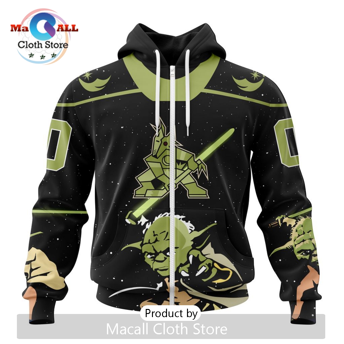Personalized NHL Arizona Coyotes 2024 Star Wars Yoda Hoodie