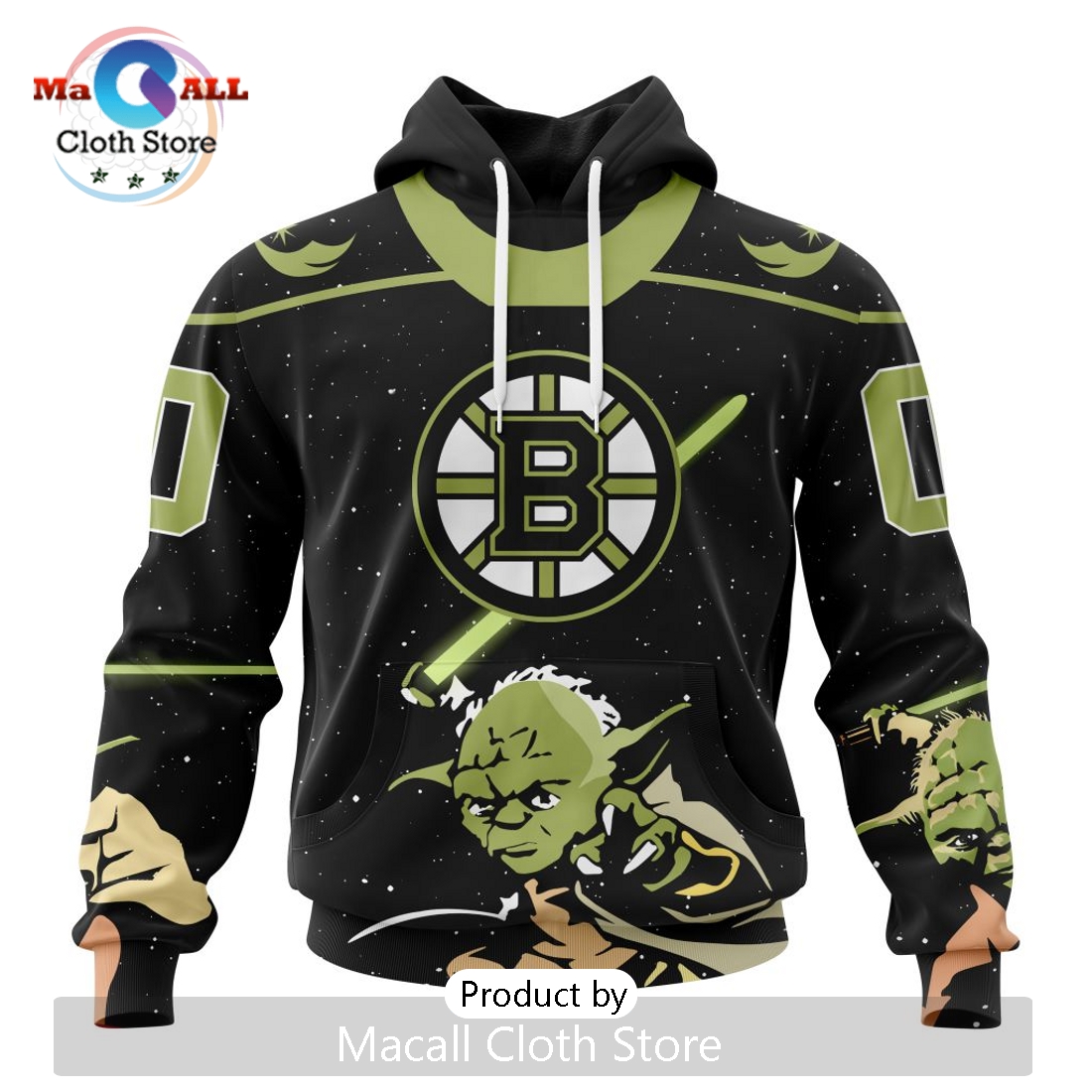 Personalized NHL Boston Bruins 2024 Star Wars Yoda Hoodie