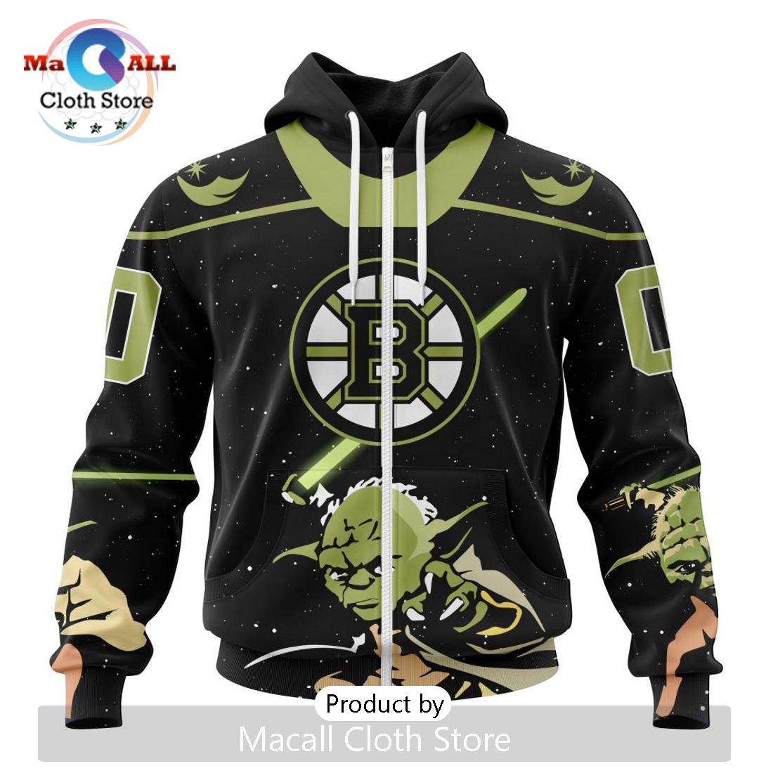 Personalized NHL Boston Bruins 2024 Star Wars Yoda Hoodie