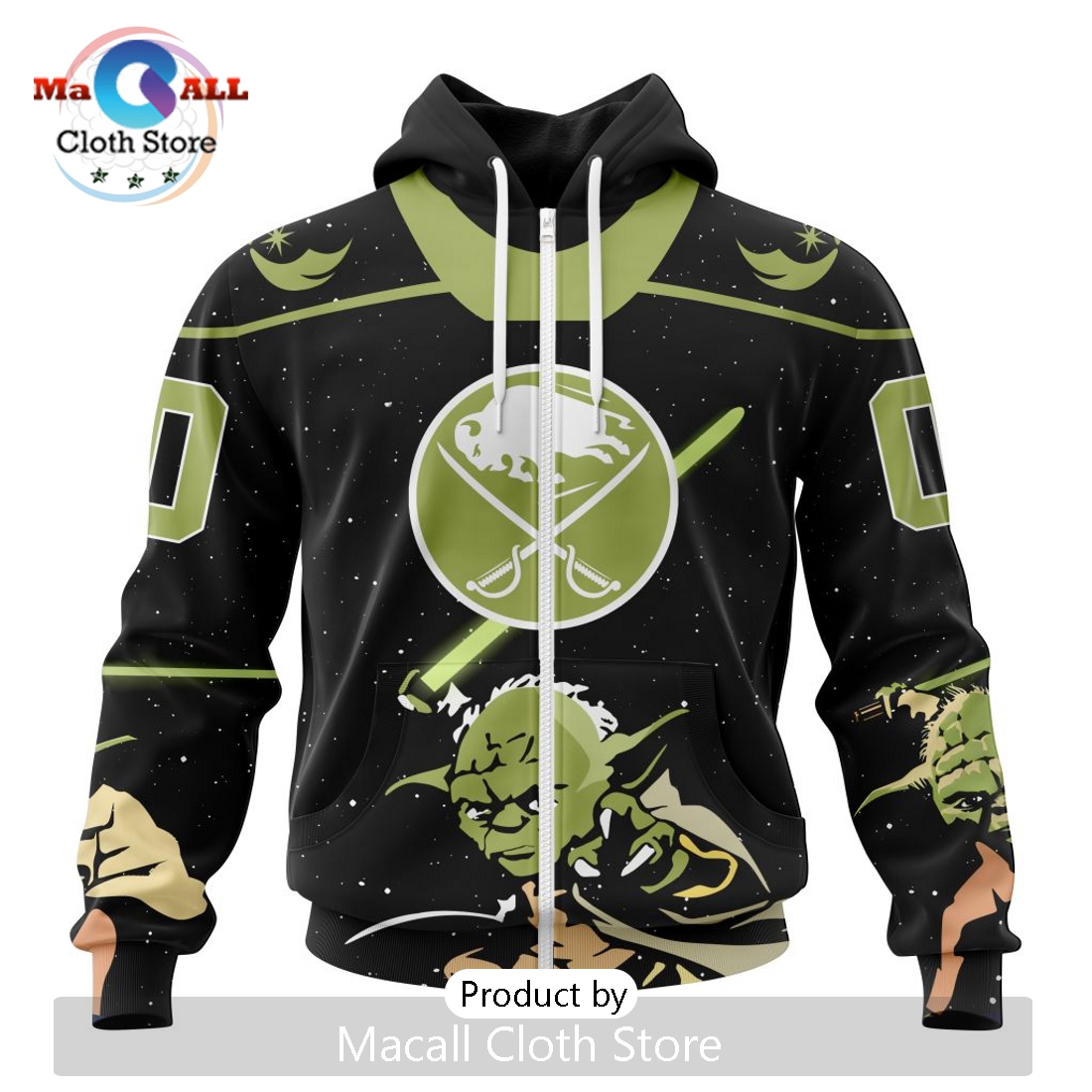 Personalized NHL Buffalo Sabres 2024 Star Wars Yoda Hoodie