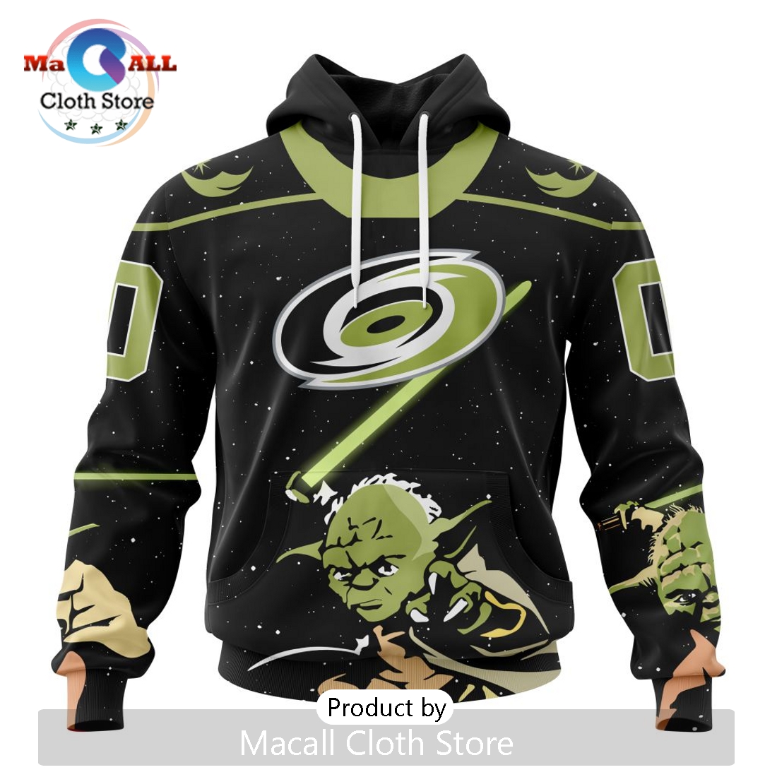 Personalized NHL Carolina Hurricanes 2024 Star Wars Yoda Hoodie