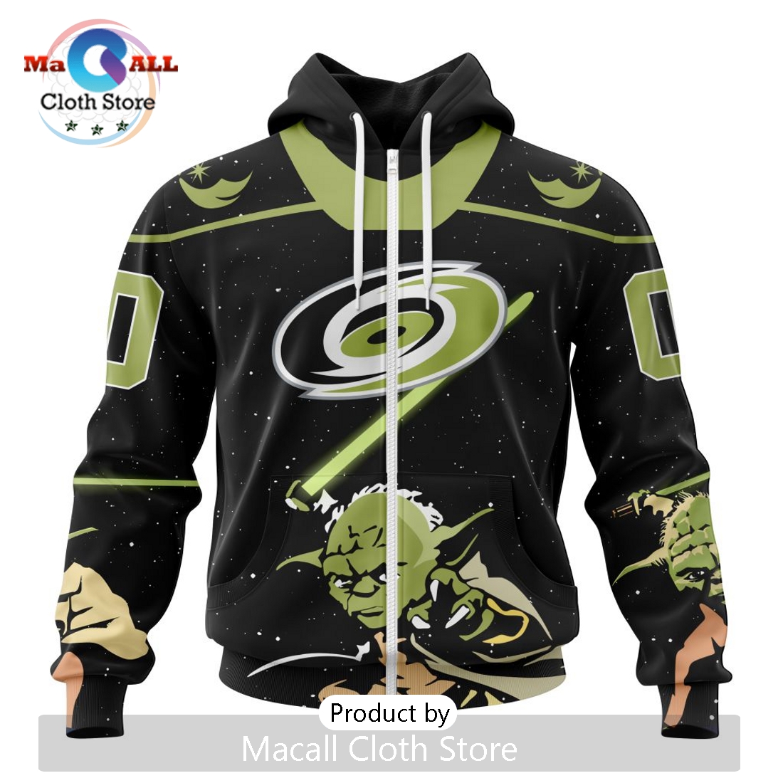 Personalized NHL Carolina Hurricanes 2024 Star Wars Yoda Hoodie