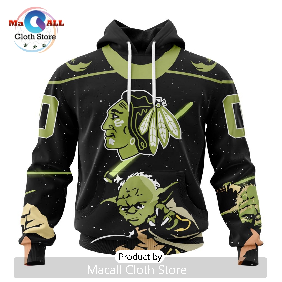 Personalized NHL Chicago Blackhawks 2024 Star Wars Yoda Hoodie