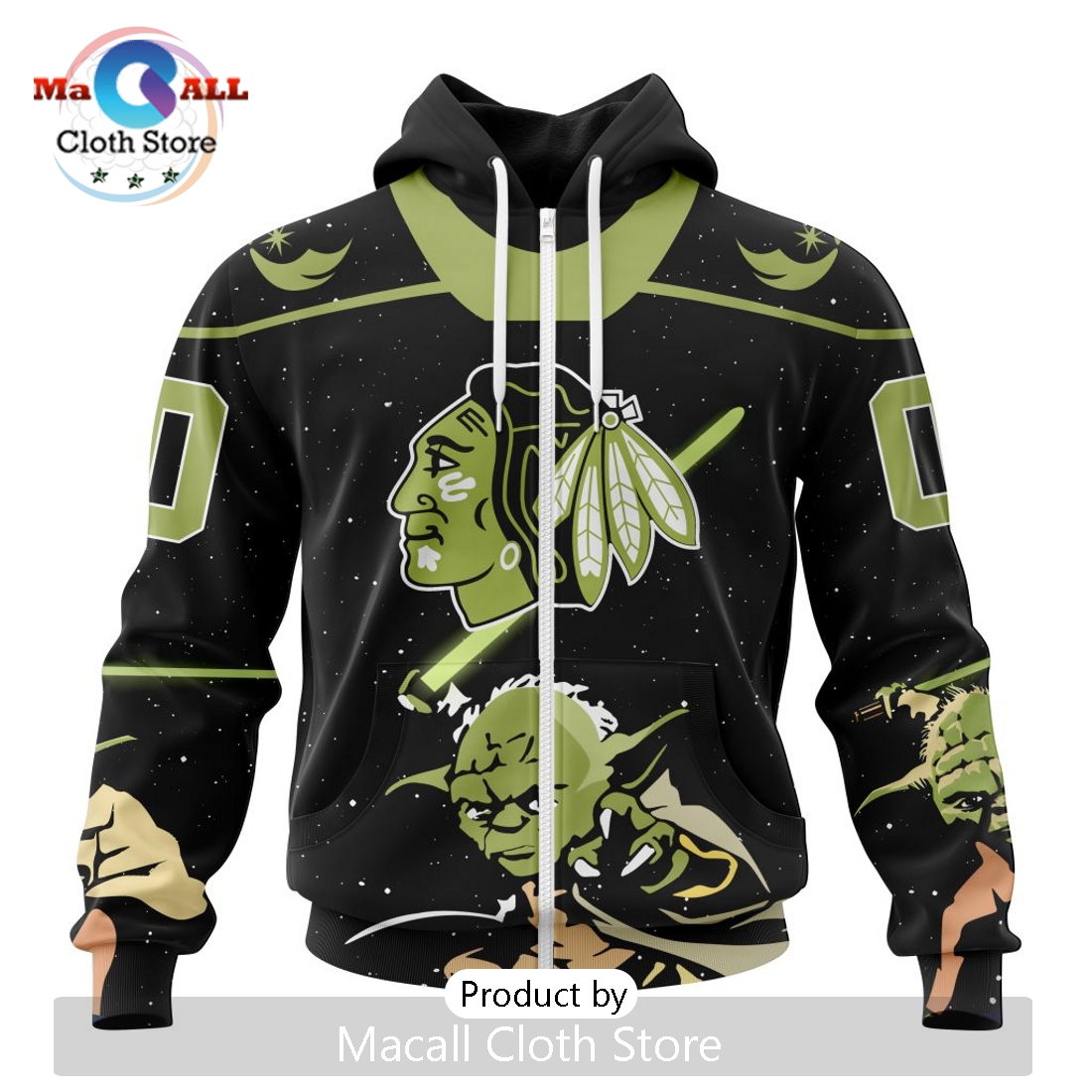 Personalized NHL Chicago Blackhawks 2024 Star Wars Yoda Hoodie