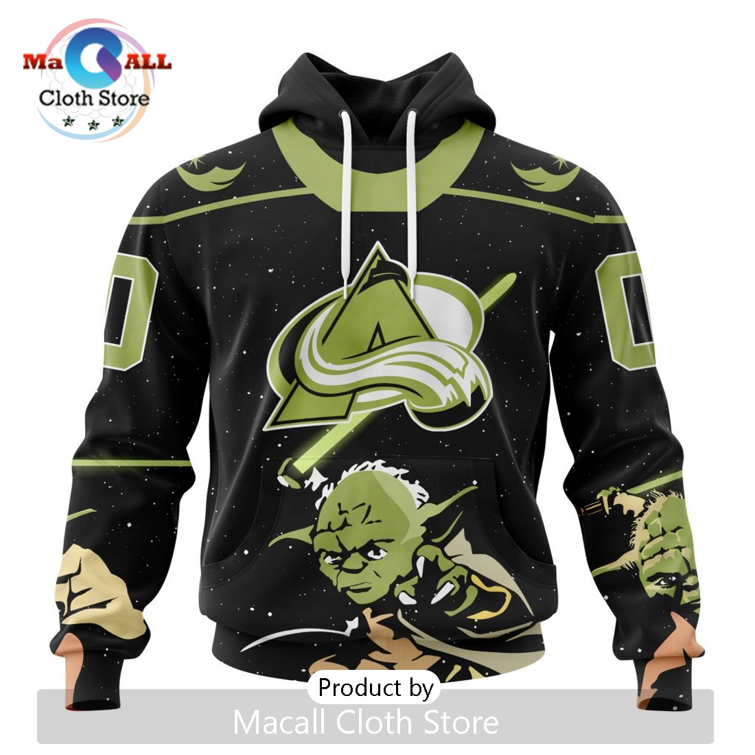 Personalized NHL Colorado Avalanche 2024 Star Wars Yoda Hoodie