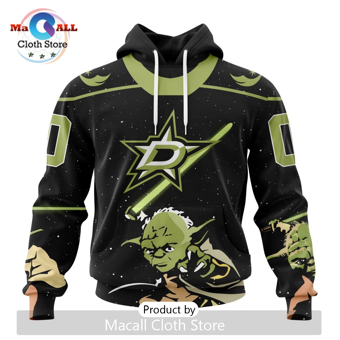 Personalized NHL Dallas Stars 2024 Star Wars Yoda Hoodie