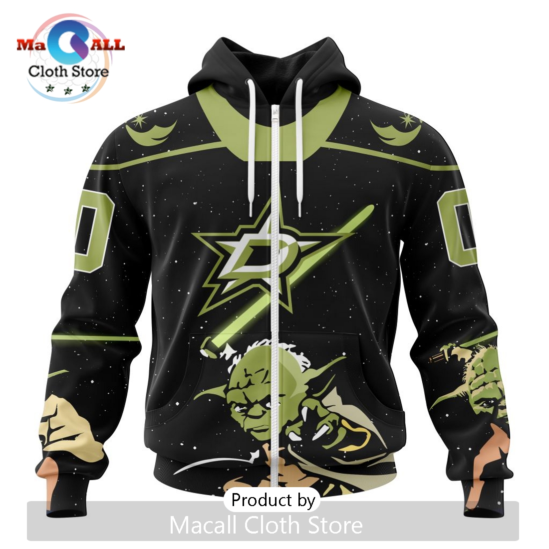 Personalized NHL Dallas Stars 2024 Star Wars Yoda Hoodie