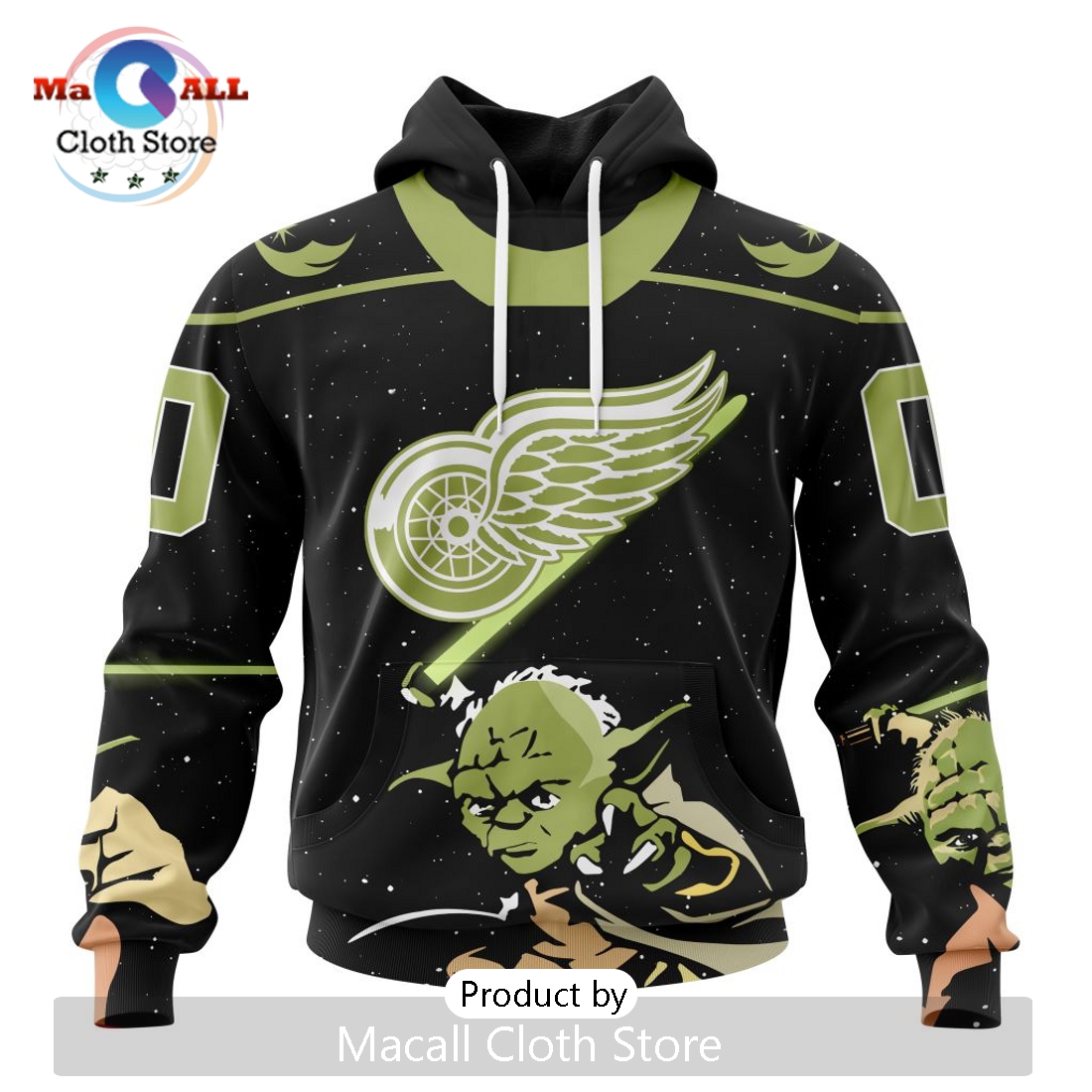 Personalized NHL Detroit Red Wings 2024 Star Wars Yoda Hoodie