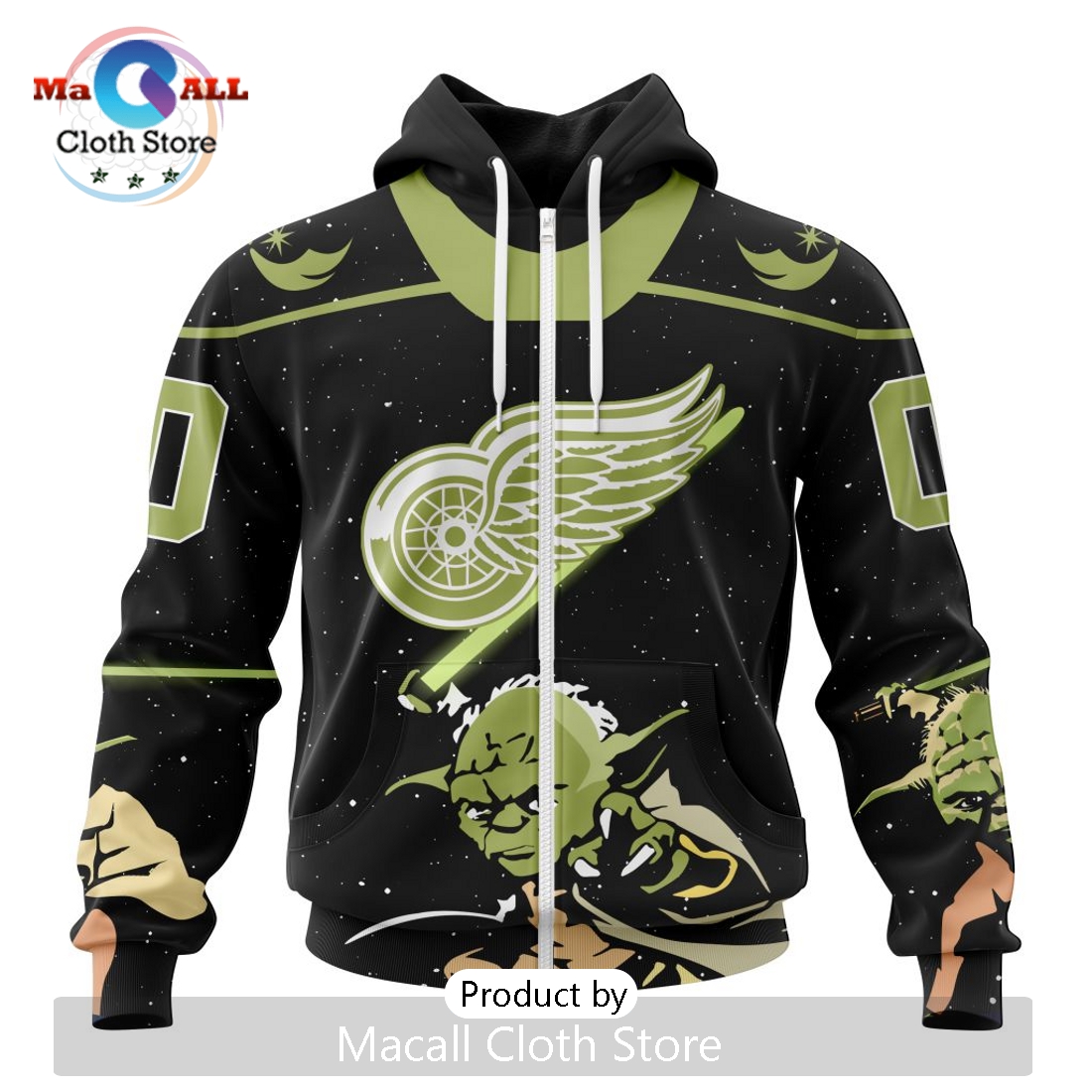 Personalized NHL Detroit Red Wings 2024 Star Wars Yoda Hoodie