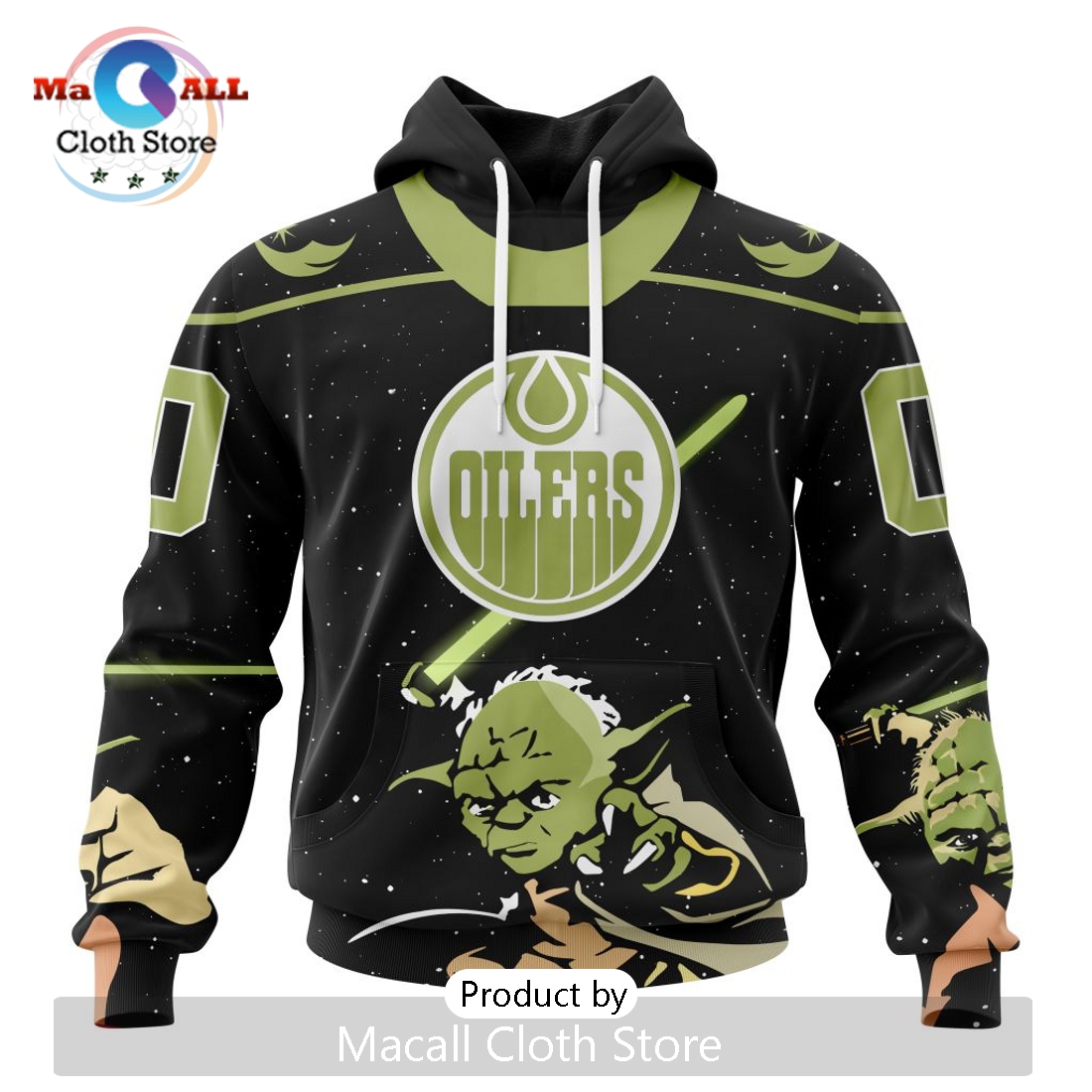 Personalized NHL Edmonton Oilers 2024 Star Wars Yoda Hoodie