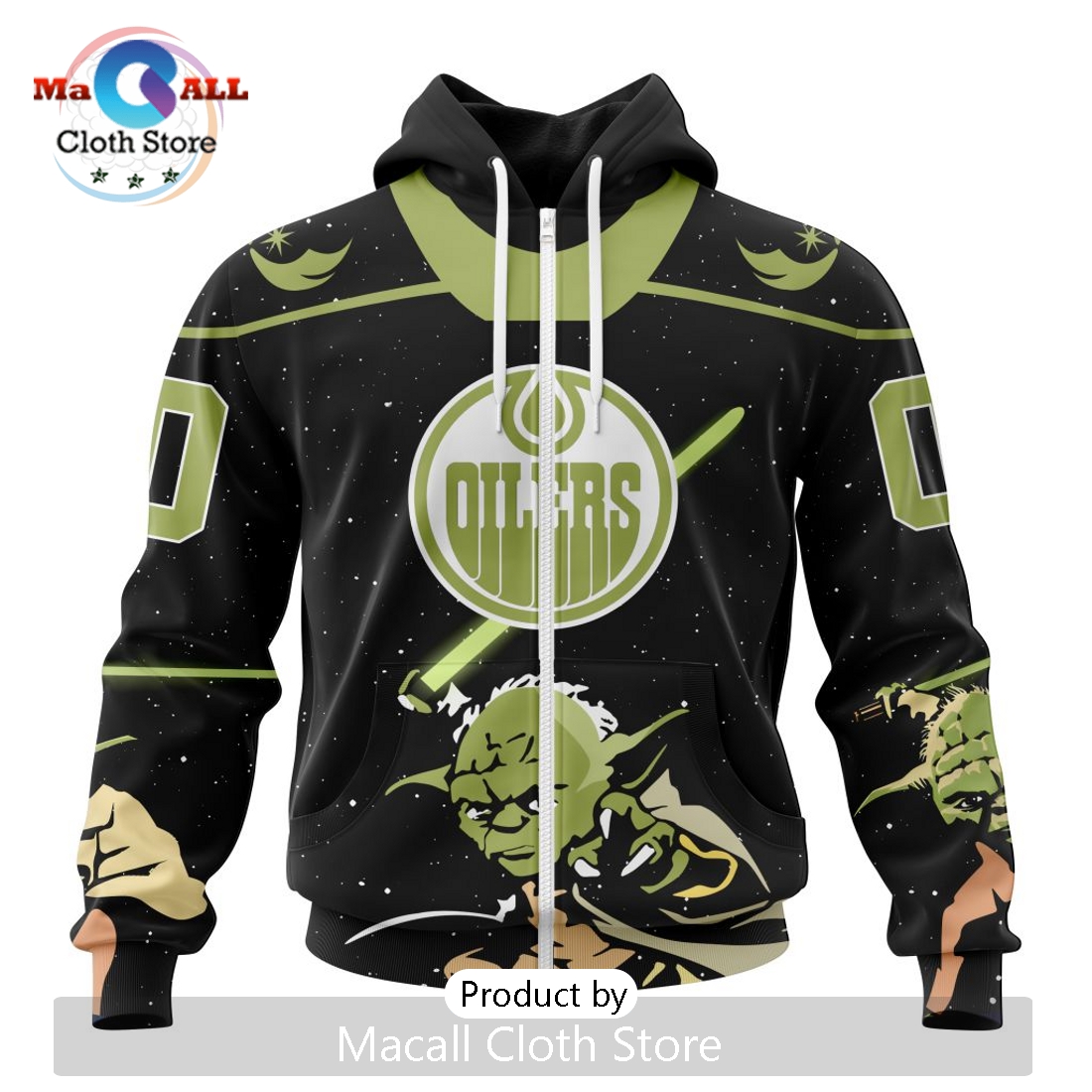 Personalized NHL Edmonton Oilers 2024 Star Wars Yoda Hoodie