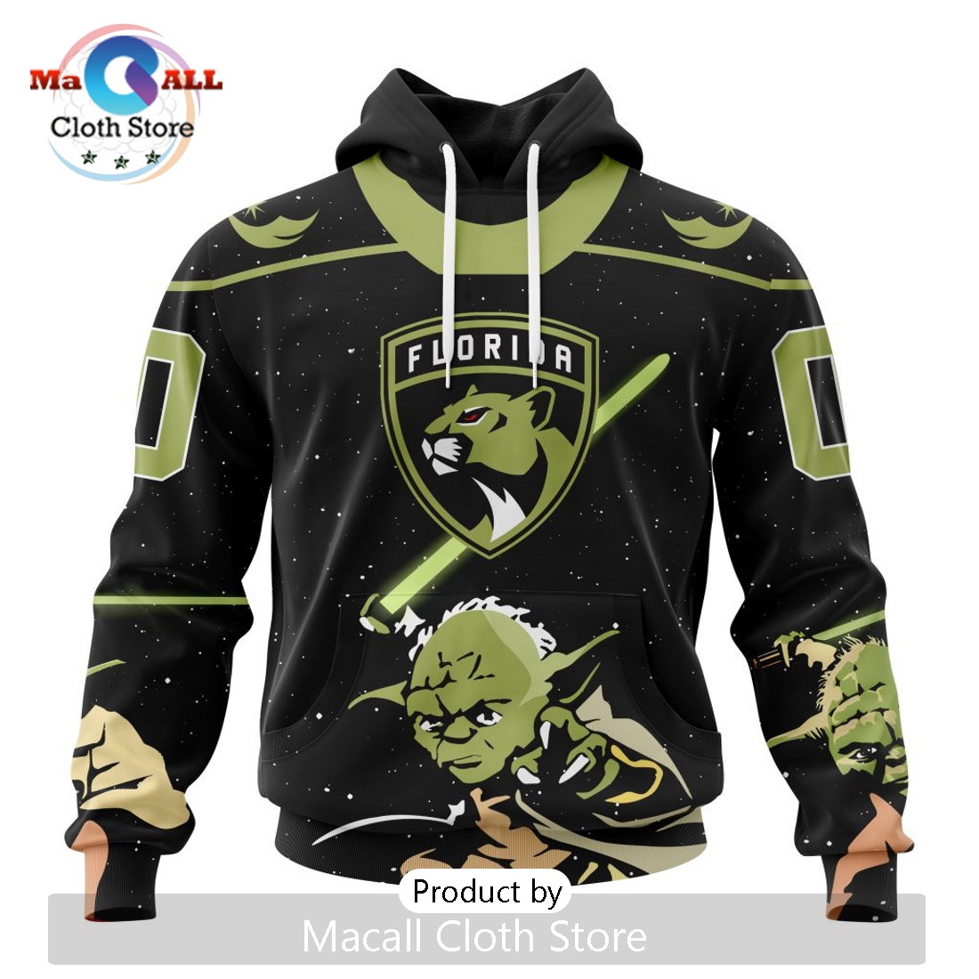 Personalized NHL Florida Panthers 2024 Star Wars Yoda Hoodie