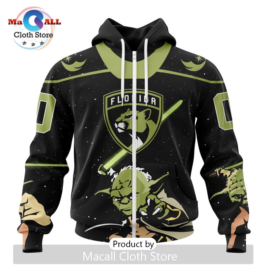 Personalized NHL Florida Panthers 2024 Star Wars Yoda Hoodie