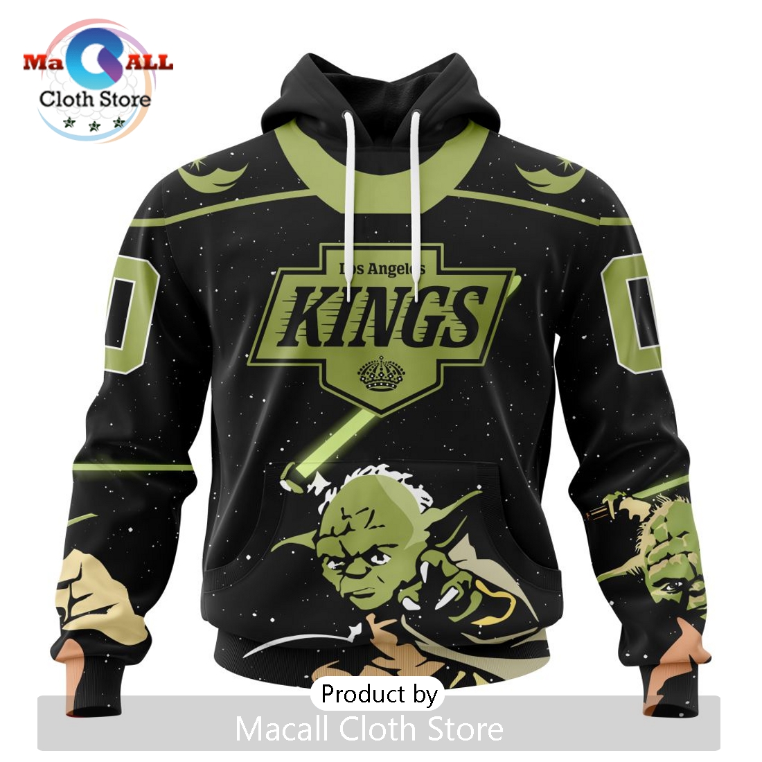 Personalized NHL Los Angeles Kings 2024 Star Wars Yoda Hoodie