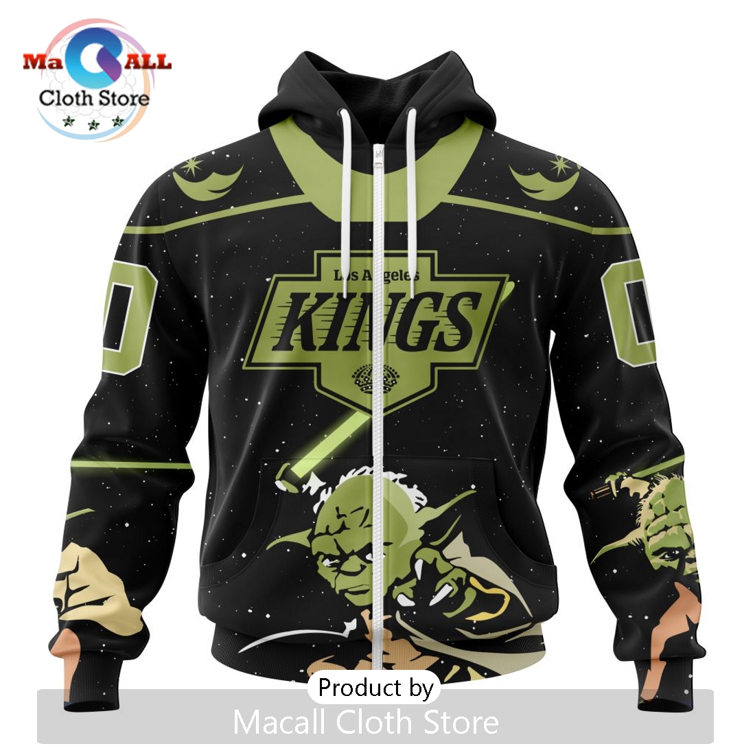 Personalized NHL Los Angeles Kings 2024 Star Wars Yoda Hoodie