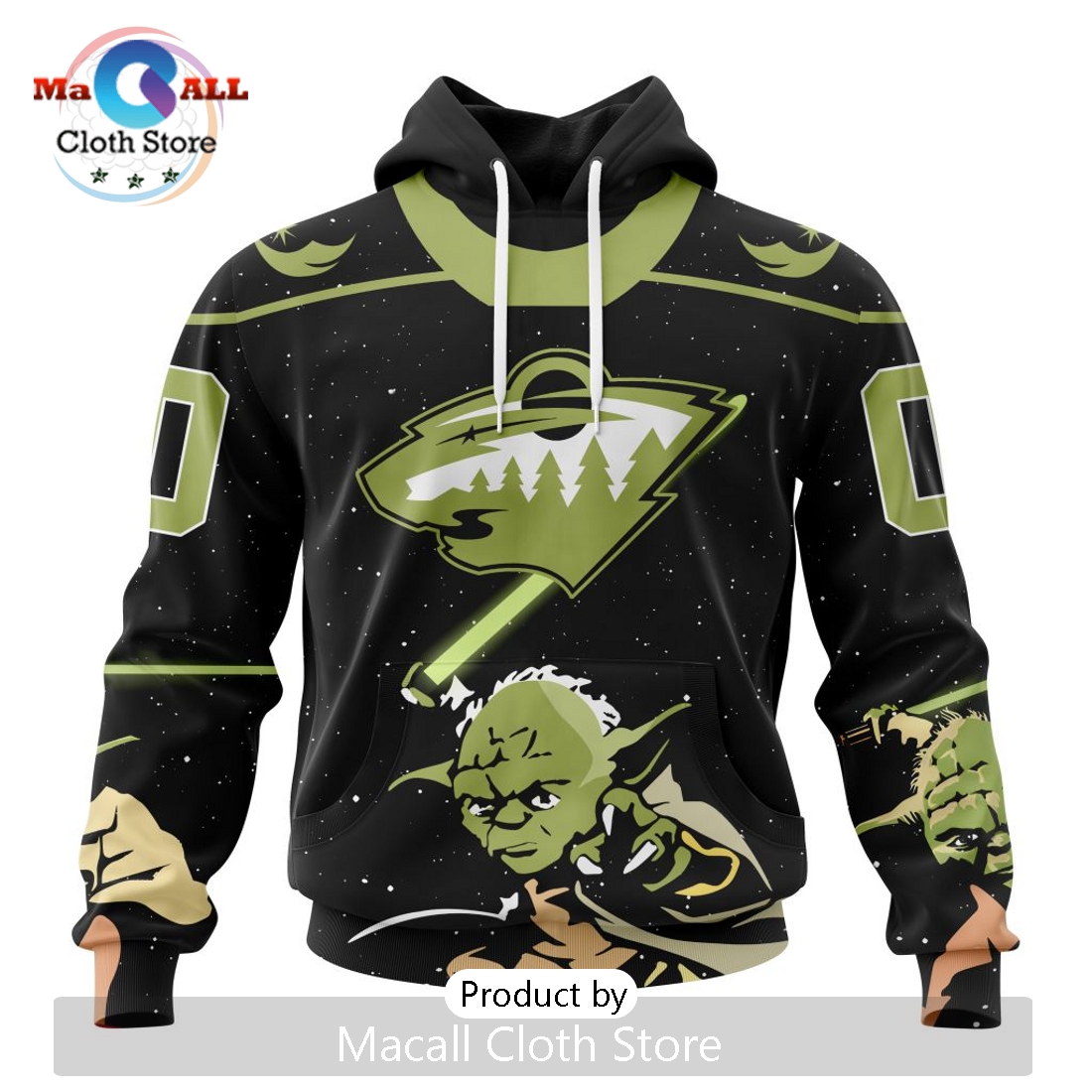 Personalized NHL Minnesota Wild 2024 Star Wars Yoda Hoodie