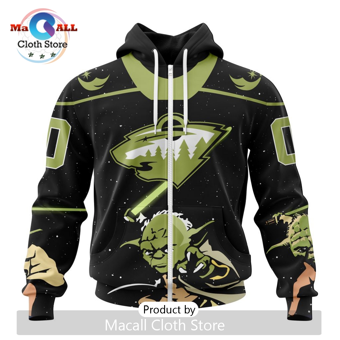 Personalized NHL Minnesota Wild 2024 Star Wars Yoda Hoodie