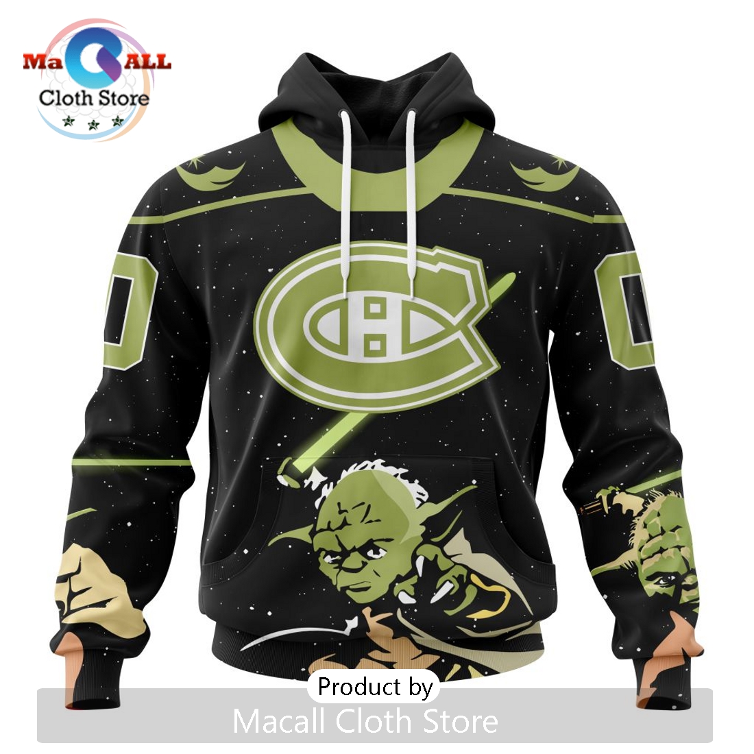 Personalized NHL Montreal Canadiens 2024 Star Wars Yoda Hoodie