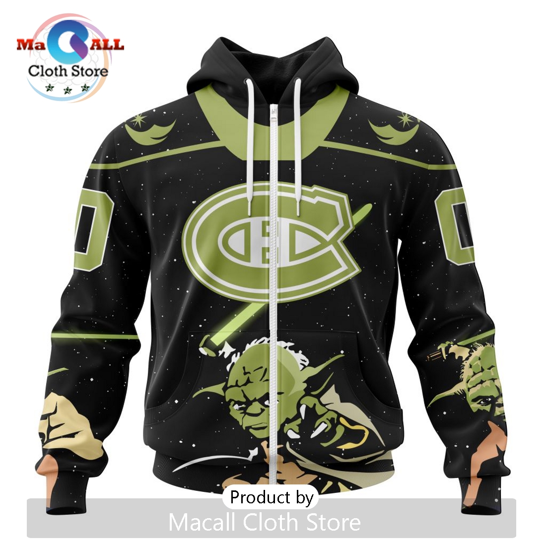 Personalized NHL Montreal Canadiens 2024 Star Wars Yoda Hoodie