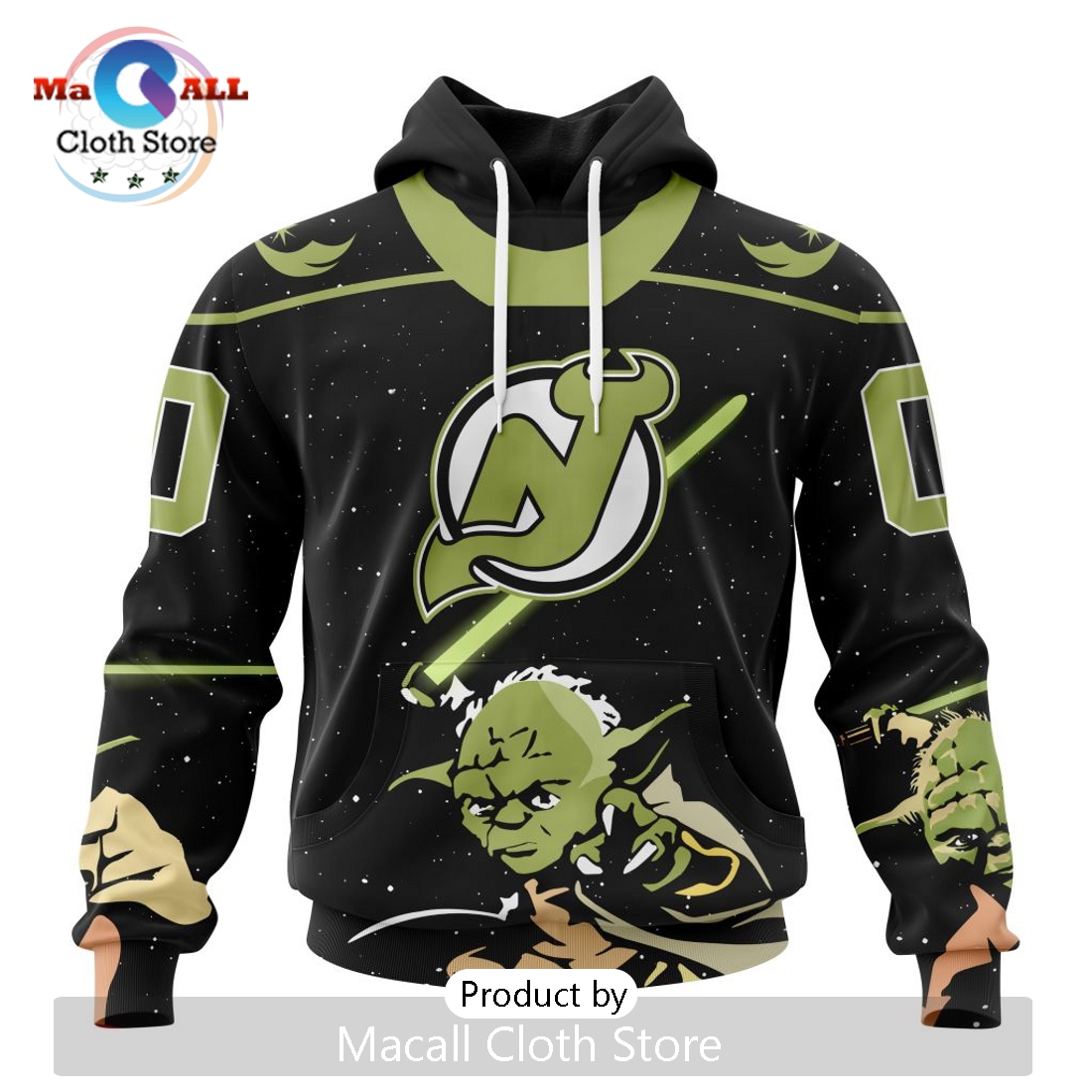 Personalized NHL New Jersey Devils 2024 Star Wars Yoda Hoodie