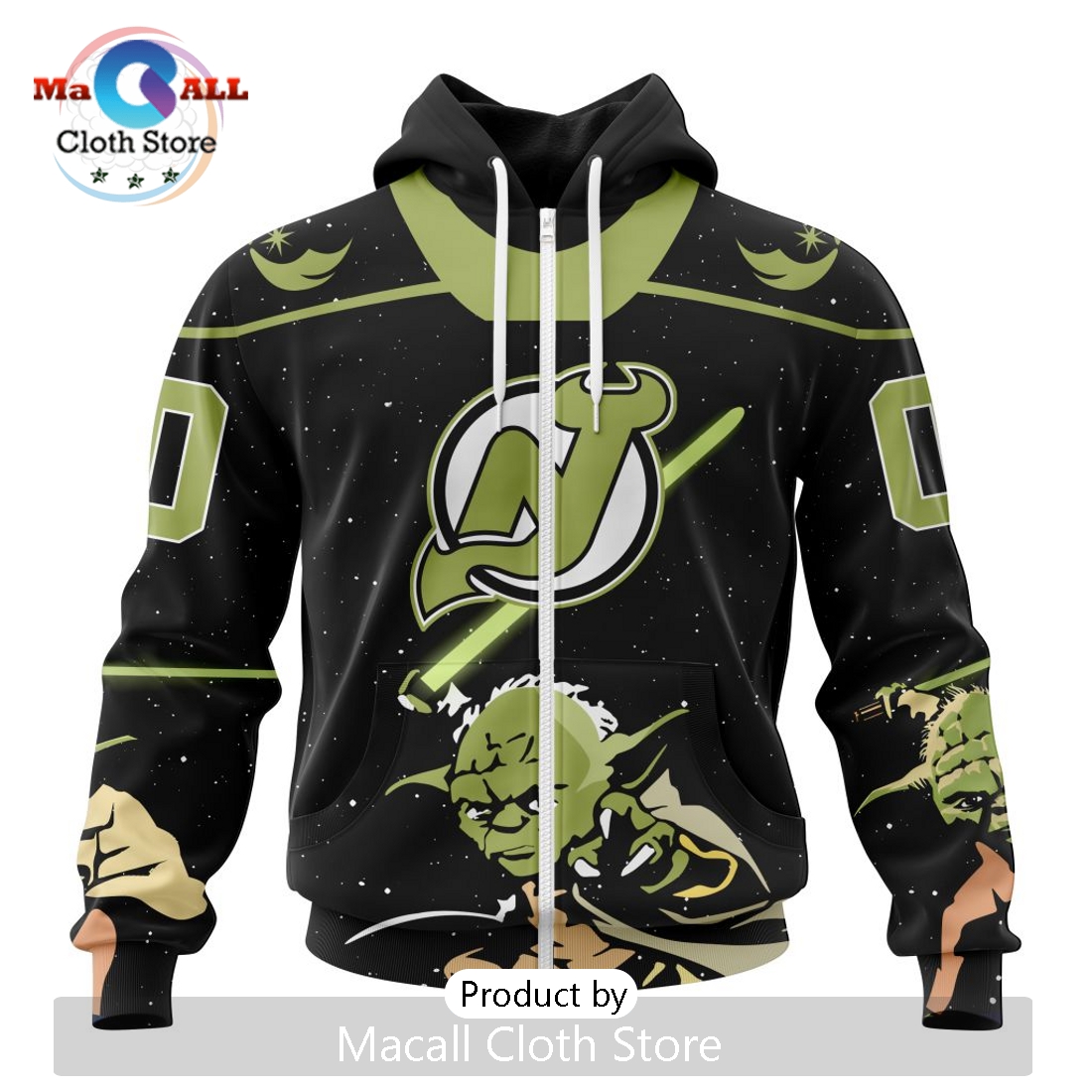 Personalized NHL New Jersey Devils 2024 Star Wars Yoda Hoodie