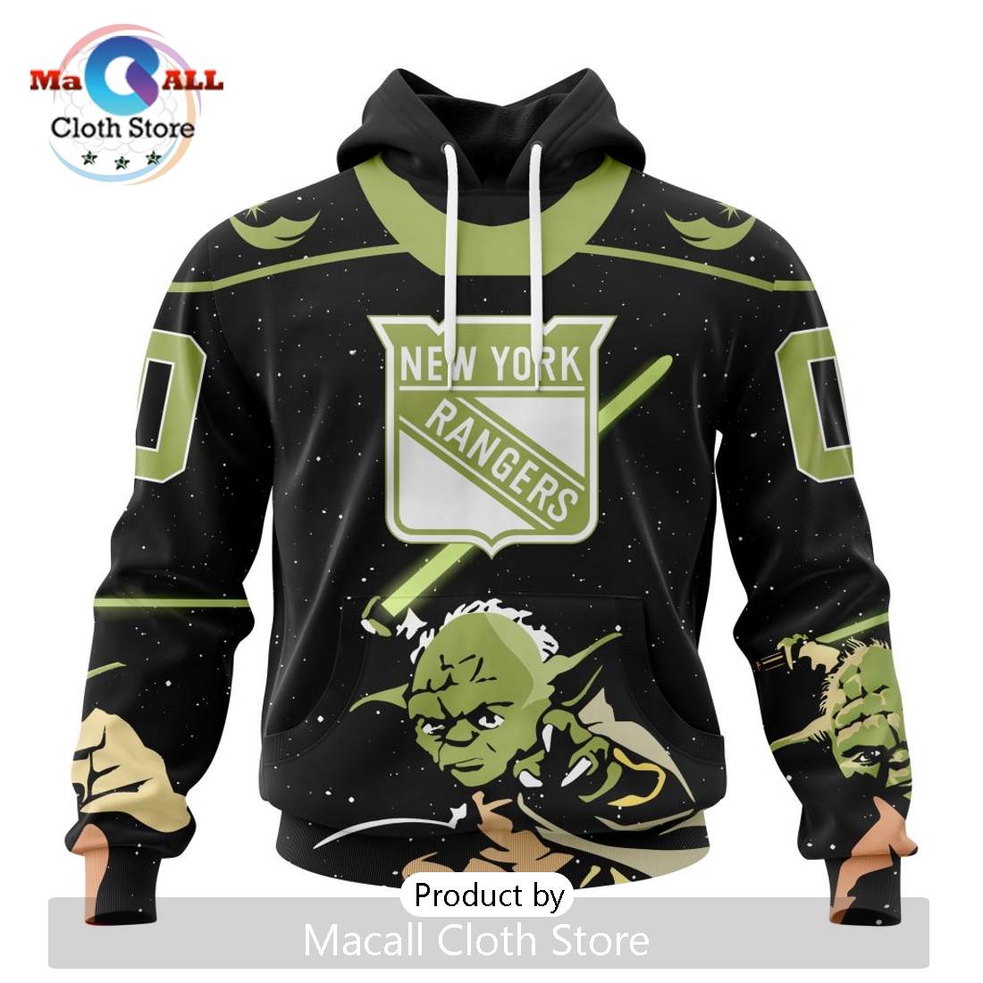 Personalized NHL New York Rangers 2024 Star Wars Yoda Hoodie