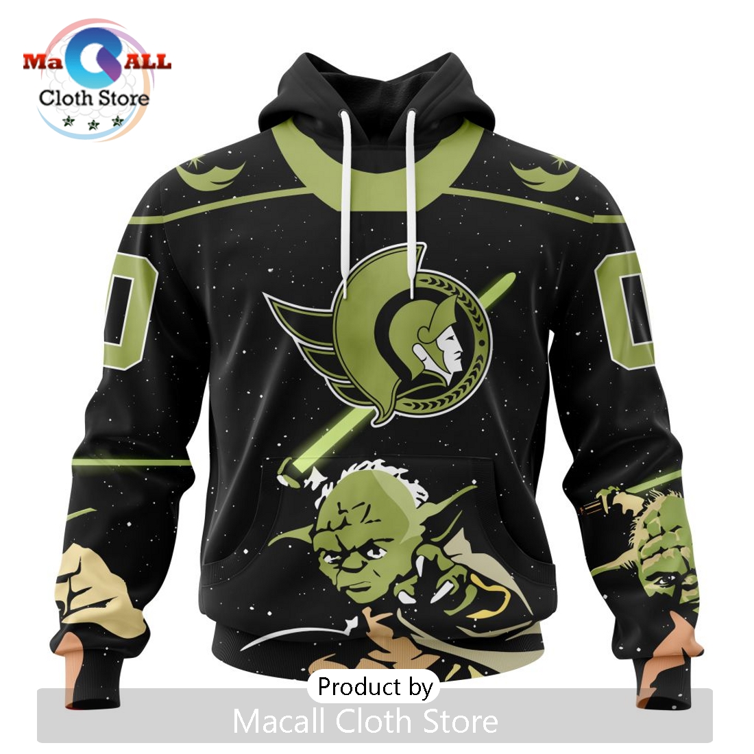 Personalized NHL Ottawa Senators 2024 Star Wars Yoda Hoodie