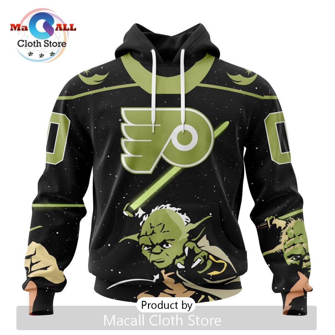 Personalized NHL Philadelphia Flyers 2024 Star Wars Yoda Hoodie