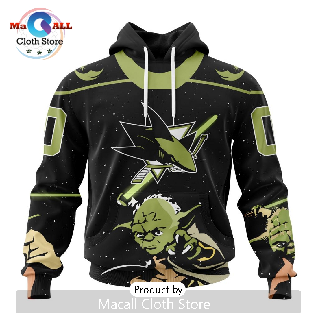 Personalized NHL San Jose Sharks 2024 Star Wars Yoda Hoodie