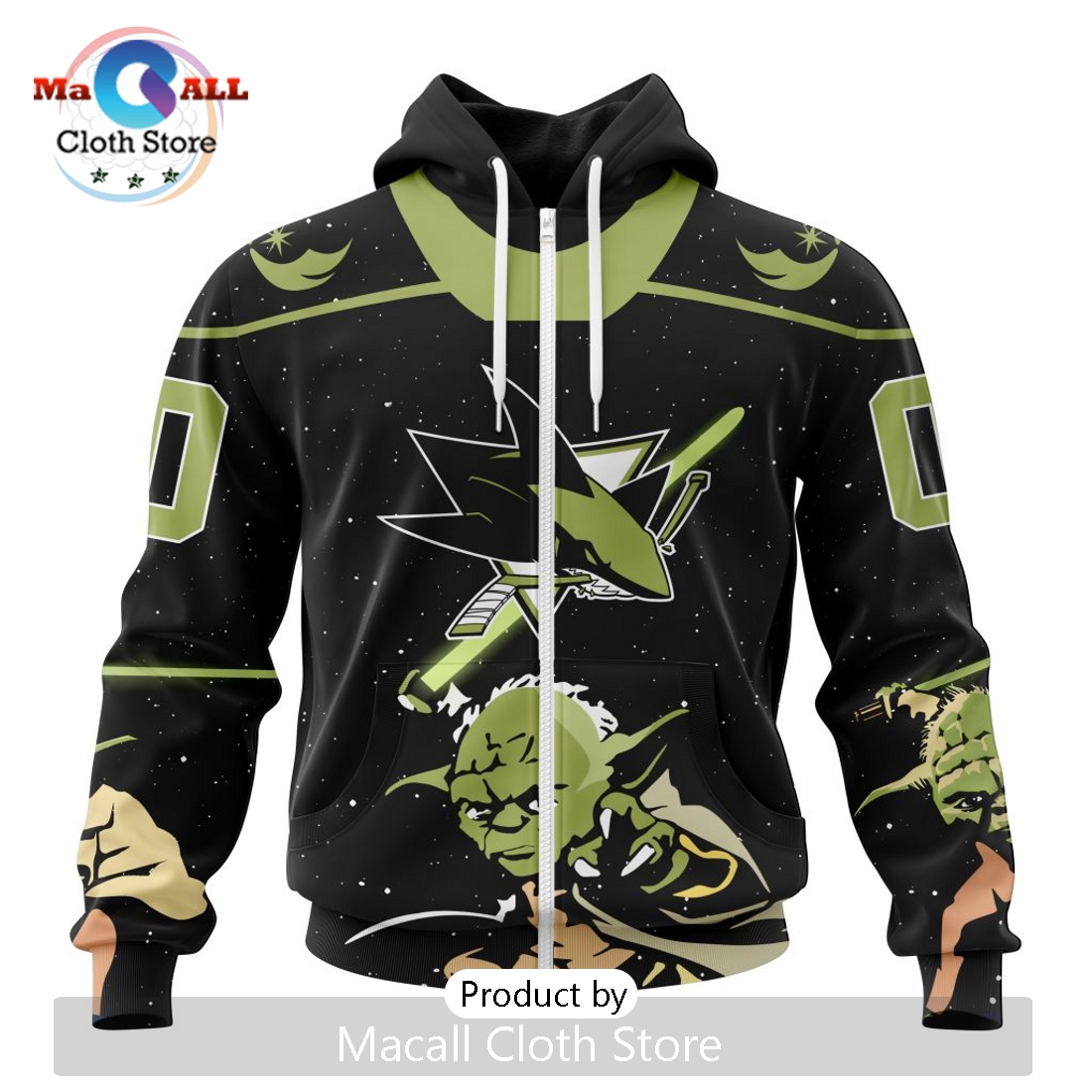 Personalized NHL San Jose Sharks 2024 Star Wars Yoda Hoodie