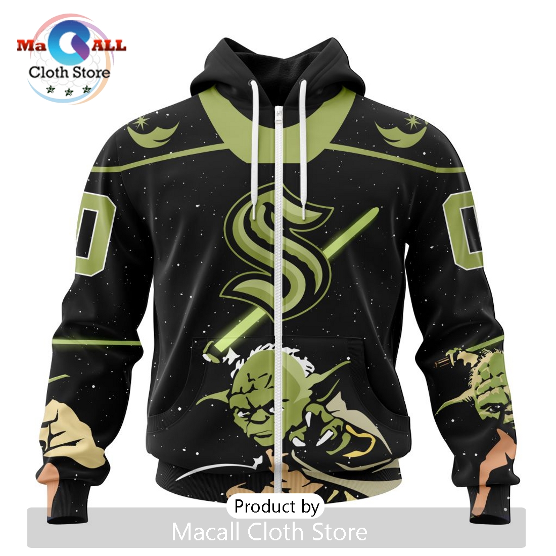 Personalized NHL Seattle Kraken 2024 Star Wars Yoda Hoodie