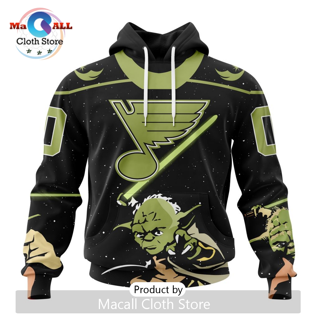 Personalized NHL St. Louis Blues 2024 Star Wars Yoda Hoodie