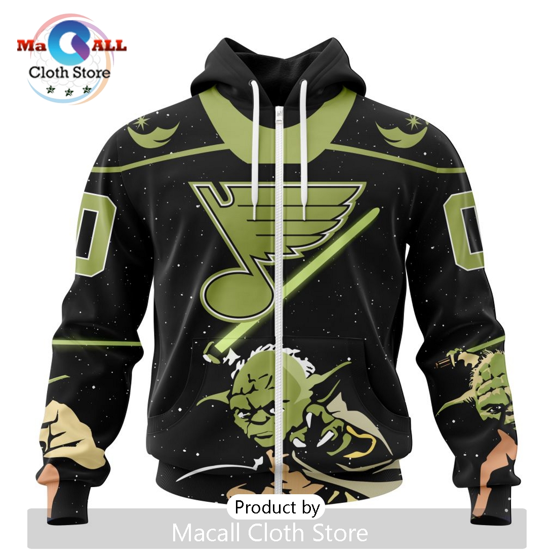 Personalized NHL St. Louis Blues 2024 Star Wars Yoda Hoodie