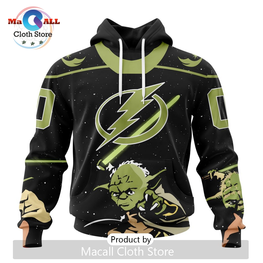 Personalized NHL Tampa Bay Lightning 2024 Star Wars Yoda Hoodie