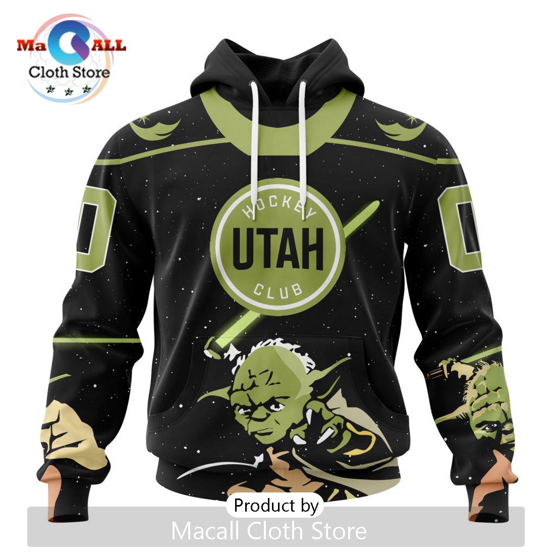 Personalized NHL Utah Hockey Club 2024 Star Wars Yoda Hoodie