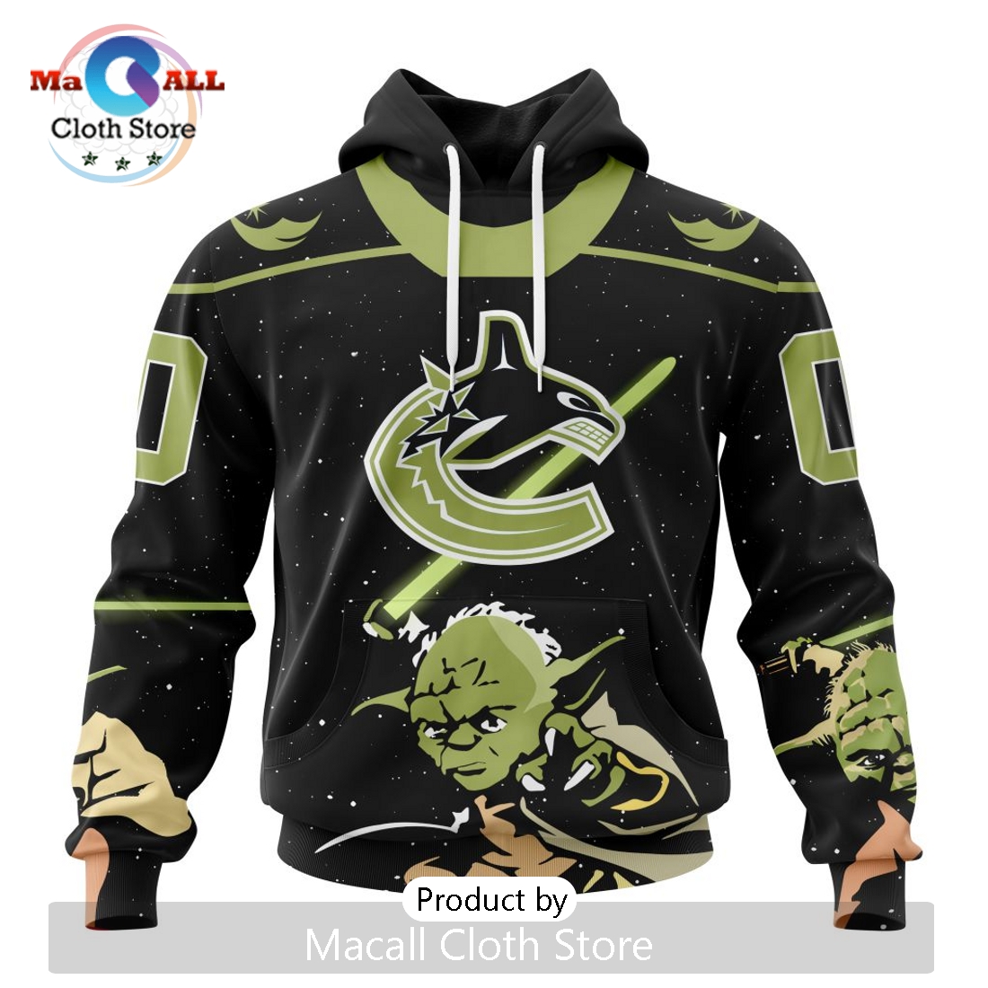 Personalized NHL Vancouver Canucks 2024 Star Wars Yoda Hoodie