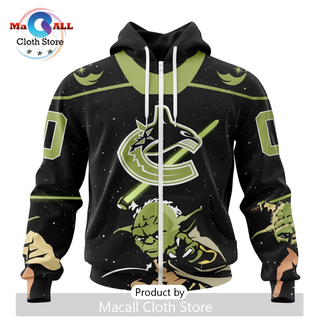 Personalized NHL Vancouver Canucks 2024 Star Wars Yoda Hoodie