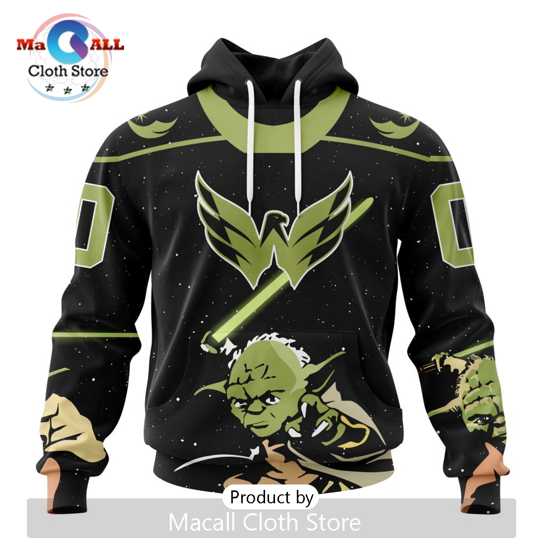 Personalized NHL Washington Capitals 2024 Star Wars Yoda Hoodie